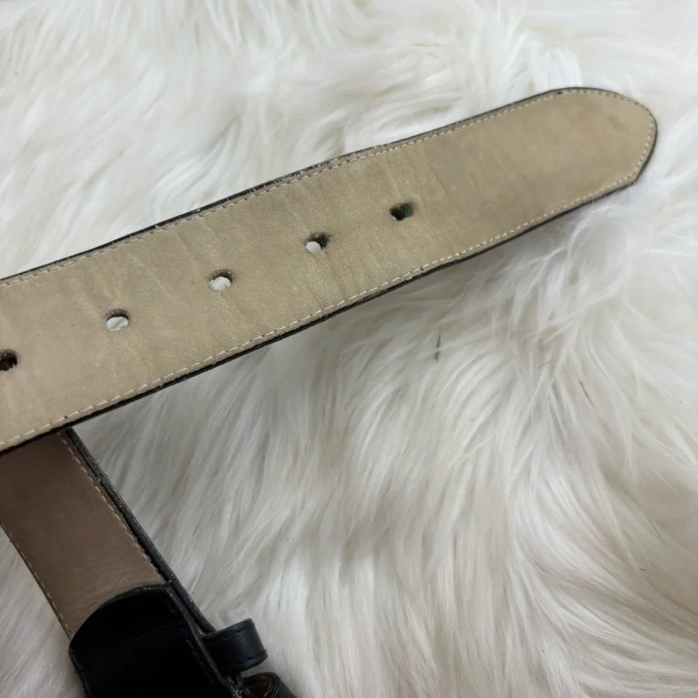 Coach Kids Black Leather Belt with Gold Buckle